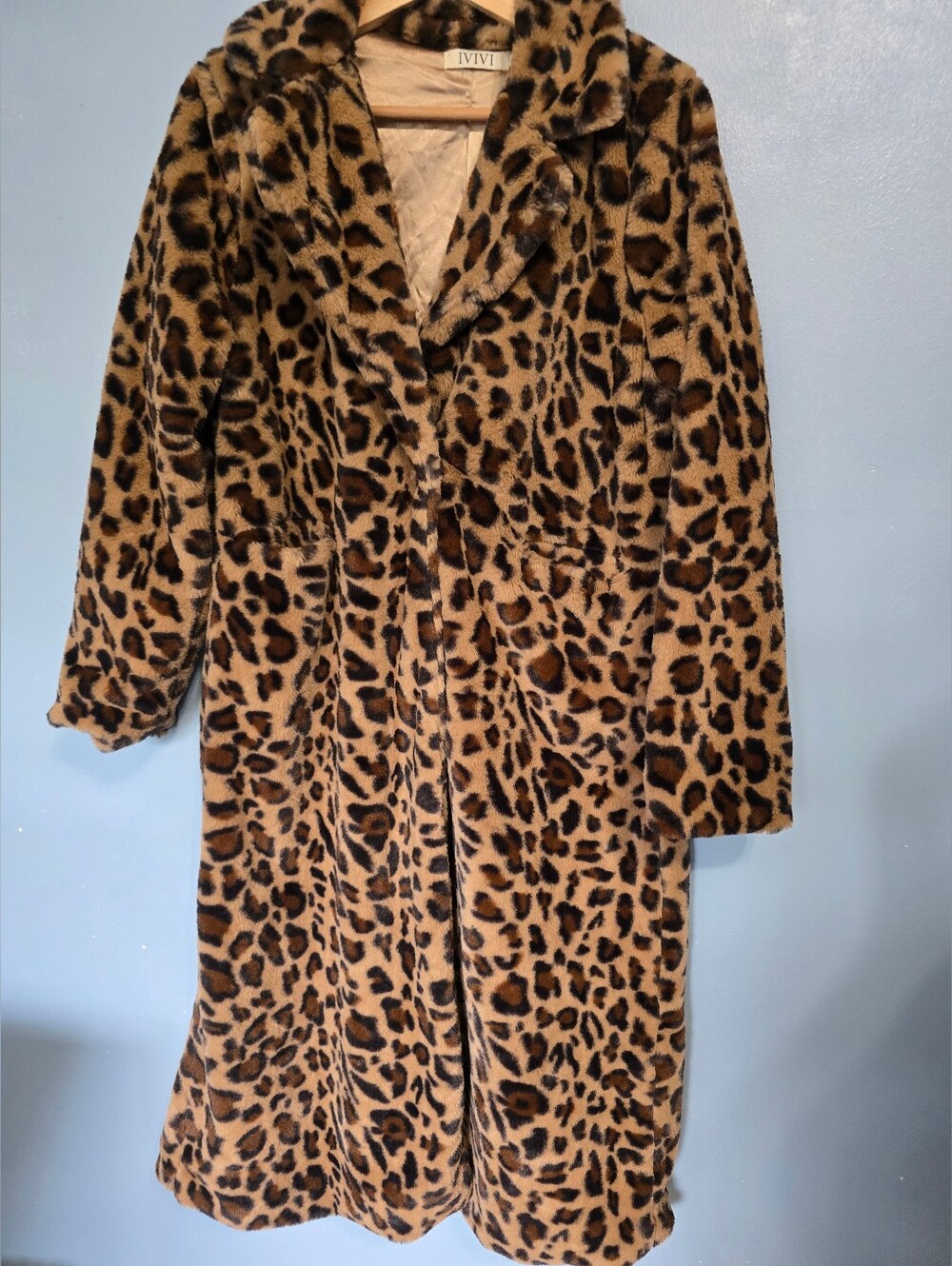 IVIVI Leopard Print Faux Fur Coat M